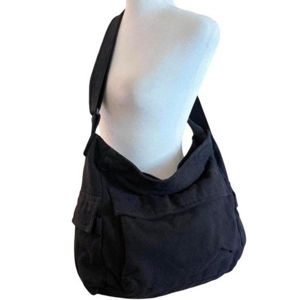 Amazing Unisex Black Canvas Messenger / Crossbody  Bag - Large  capacity - Black
